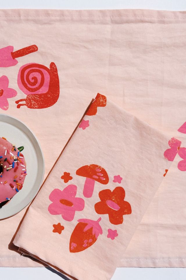 Julie Peach Block Printed Berry Shroom Napkins #2