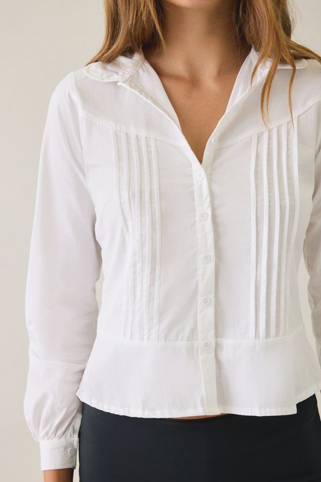 Motel Witaya Pintuck Peplum Button-Down Shirt #1