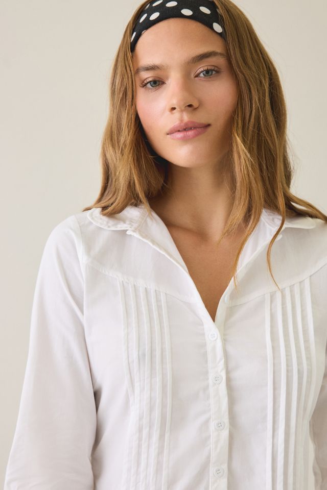 Motel Witaya Pintuck Peplum Button-Down Shirt #4
