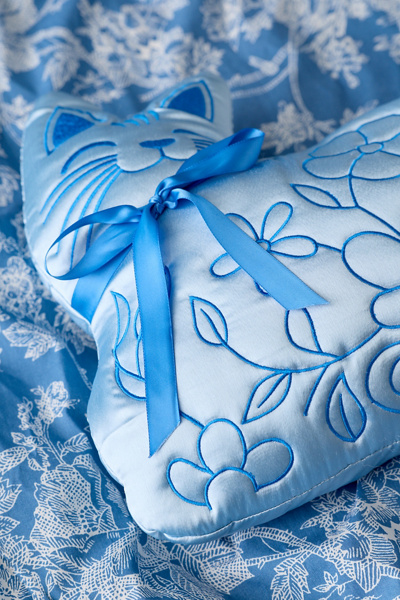 Delfine Cat Shaped Satin Throw Pillow