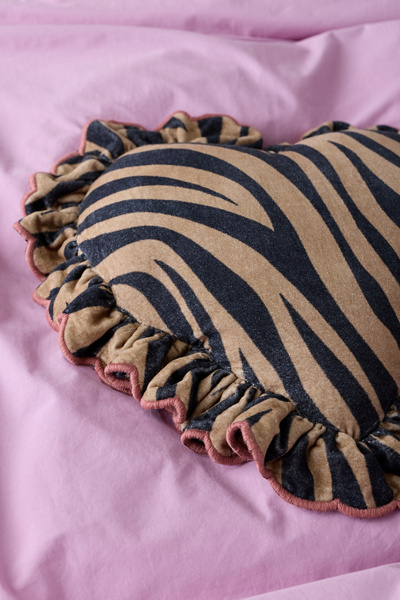 Urban Outfitters Zebra Ruffle Heart Throw Pillow - Thumbnail 2