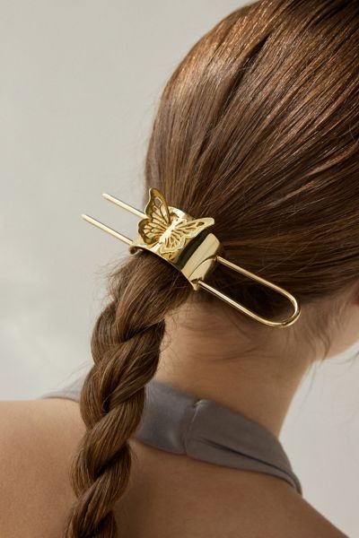 Urban Outfitters Butterfly Metal Ponytail Hair Pin In Gold, Women's At  In Gold