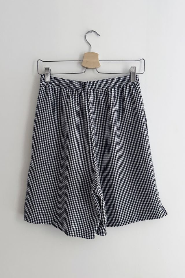Vintage Gingham Relaxed Pull On Elastic Waist Shorts #1