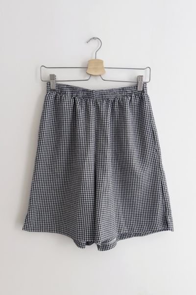 Vintage Gingham Relaxed Pull On Elastic Waist Shorts