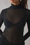AFRM Ekko Rhinestone Sheer Mesh High Neck Long Sleeve Mini Dress