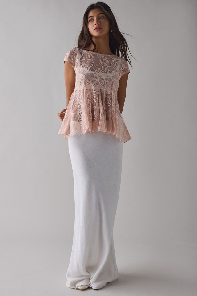 Kimchi Blue Eclipse Sheer Lace Short Sleeve Babydoll Top #2