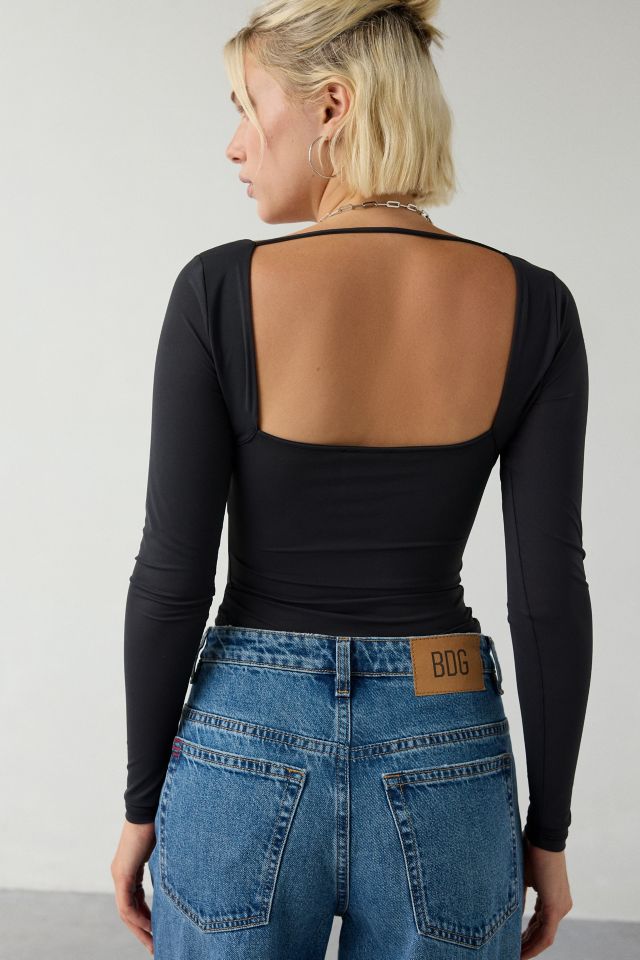 Out From Under Je T'aime Mesh Open-Back Cropped Long Sleeve Top #2