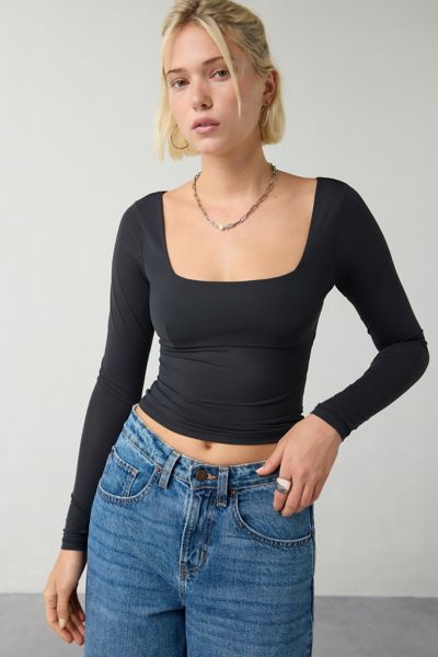 Out From Under Je T'aime Mesh Open-Back Cropped Long Sleeve Top