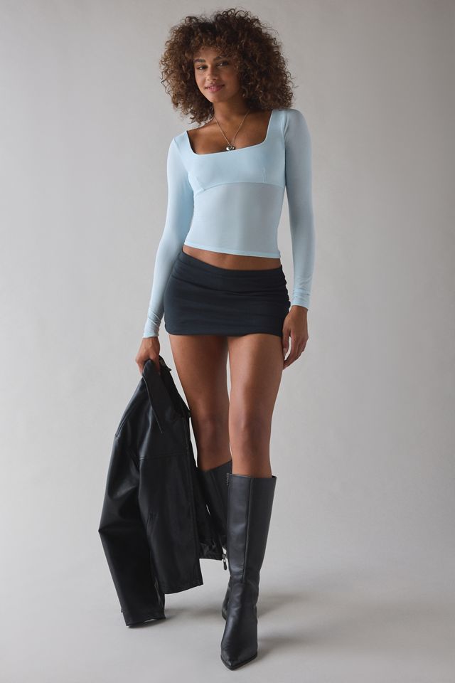 Out From Under Je T'aime Mesh Open-Back Cropped Long Sleeve Top