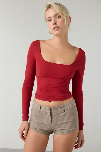 Out From Under Je T'aime Mesh Open-Back Cropped Long Sleeve Top Product Page