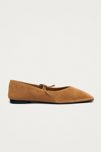 ALOHAS Suede Leather Ballet Flats in Tan, Women’s at Urban Outfitters