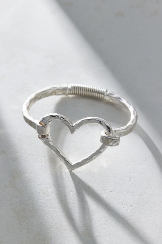 Hammered Metal Heart Cuff Bracelet