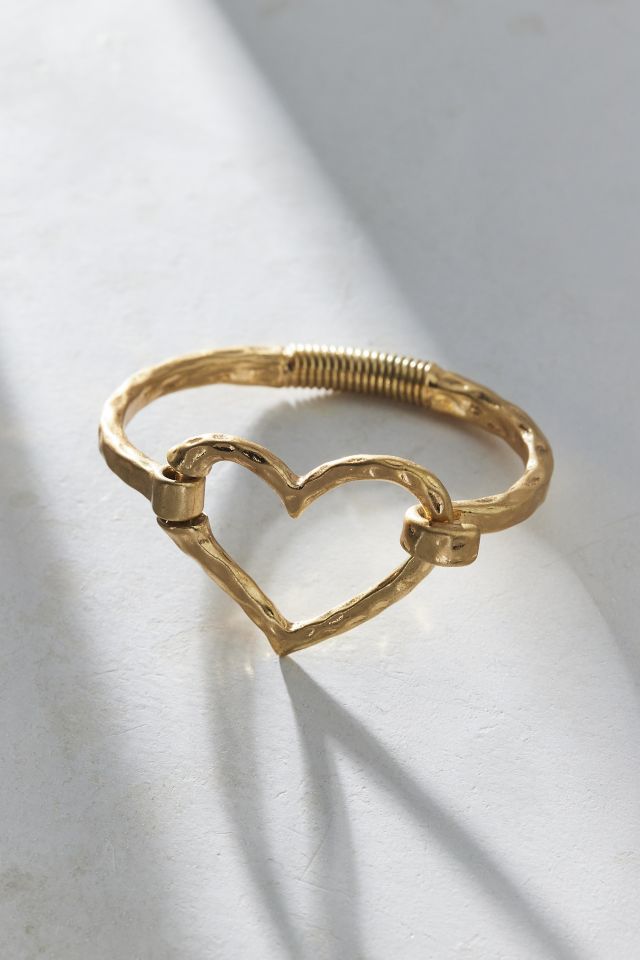Hammered Metal Heart Cuff Bracelet #1