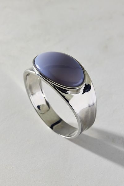 Urban Outfitters Stone Inset Metal Bangle Bracelet In Silver, Women's At  In Silver