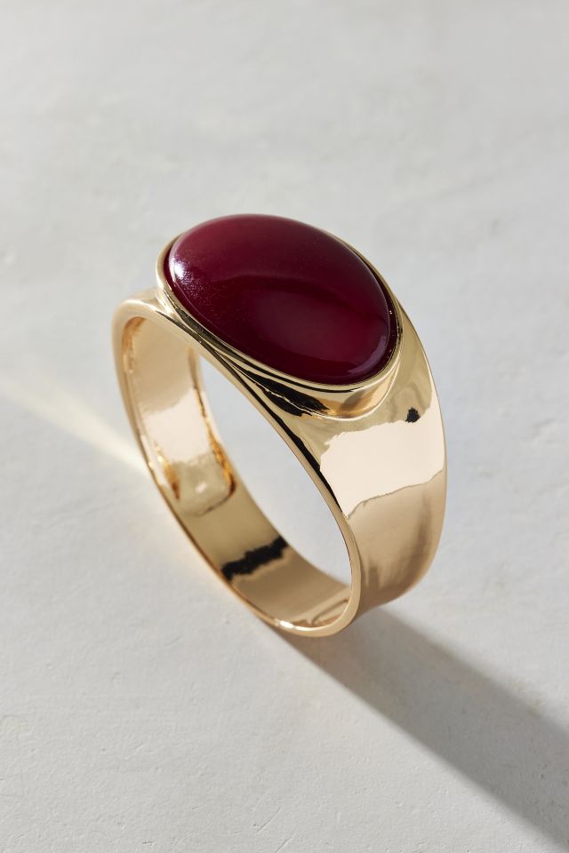 Stone Inset Metal Bangle Bracelet #1