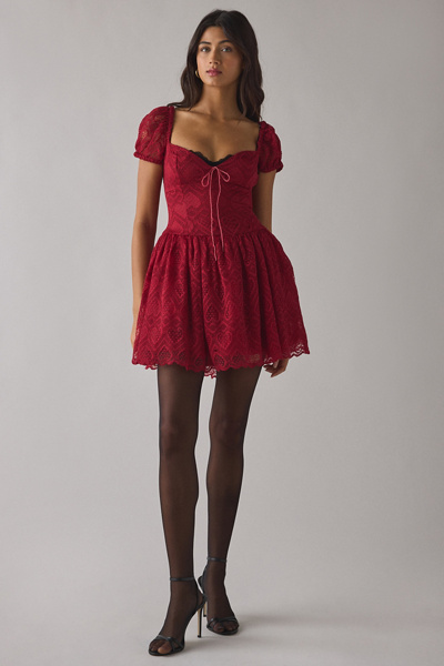 Kimchi Blue Sweetest Thing Lace Puff Sleeve Corset Mini Dress