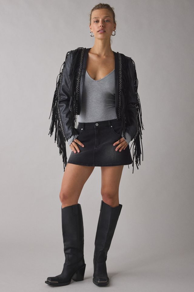Azalea Wang Olivier Faux Leather Fringe Western Jacket #2