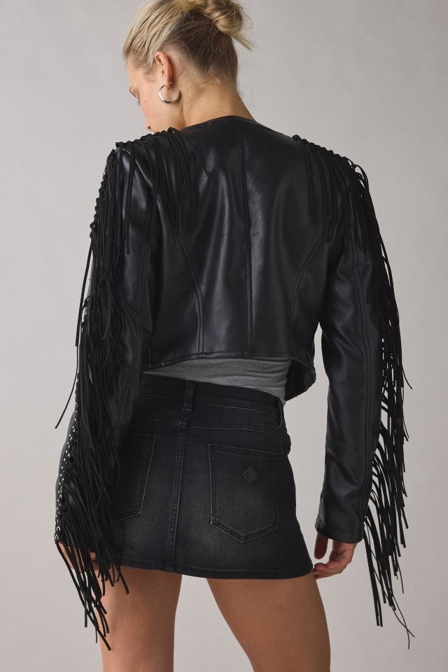 Azalea Wang Olivier Faux Leather Fringe Western Jacket #3
