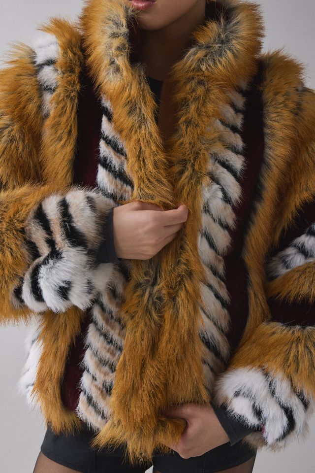 Azalea Wang Inez Cropped Textured Faux Fur jacket #1