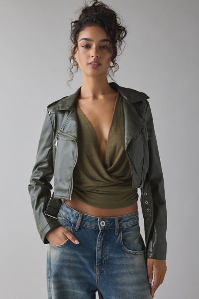 Azalea Wang Remy Butter Faux Leather Moto Jacket