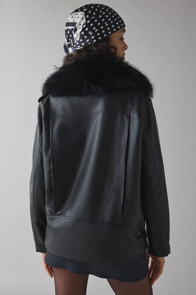 Azalea Wang Aurelia Faux Fur Trim Faux Leather Moto Jacket #3