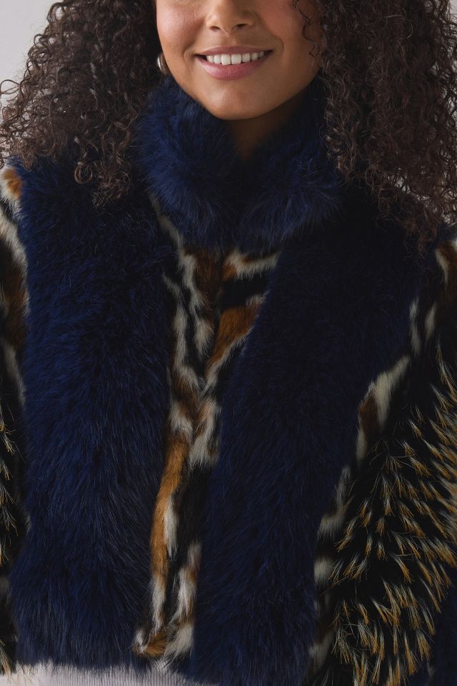 Azalea Wang Chiara Mixed Animal Print Faux Fur Jacket #1