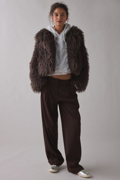 Azalea Wang Ruperta Shaggy Faux Fur Jacket In Brown, Women's At Urban Outfitters In Brown