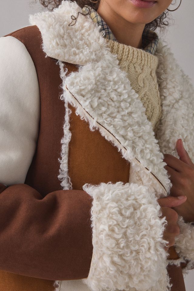 Azalea Wang Telluride Longline Patchwork Faux Fur Trim Coat #1