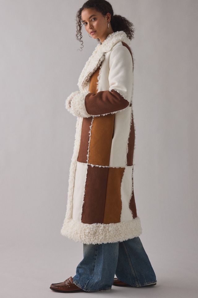 Azalea Wang Telluride Longline Patchwork Faux Fur Trim Coat #2