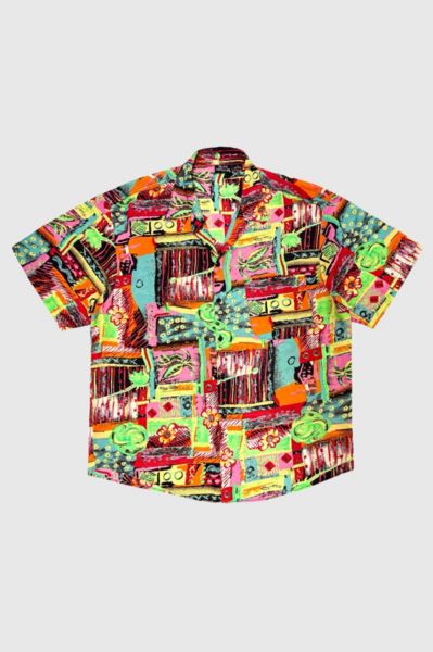 Vintage 1990's Bon Homme Drapey Loop Collar Lounge Shirt