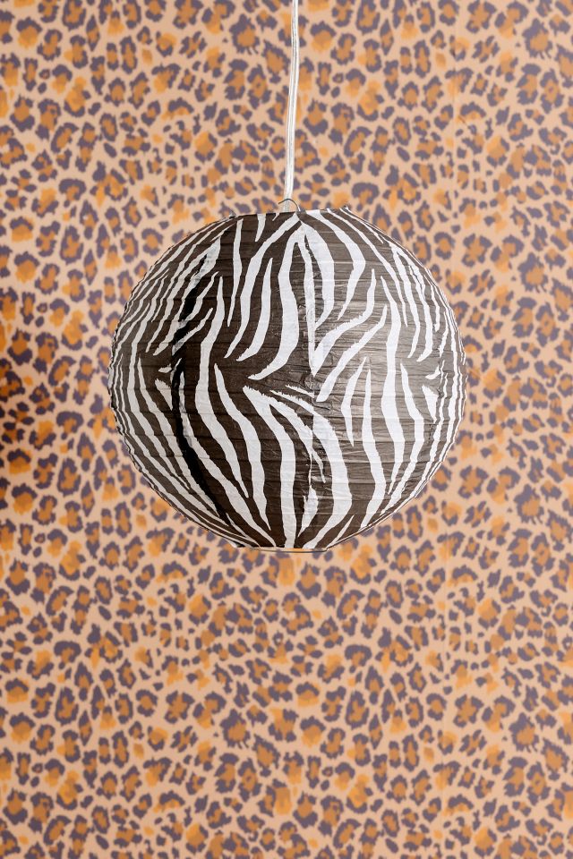 Zebra Printed Round Paper Lantern Pendant Shade #1