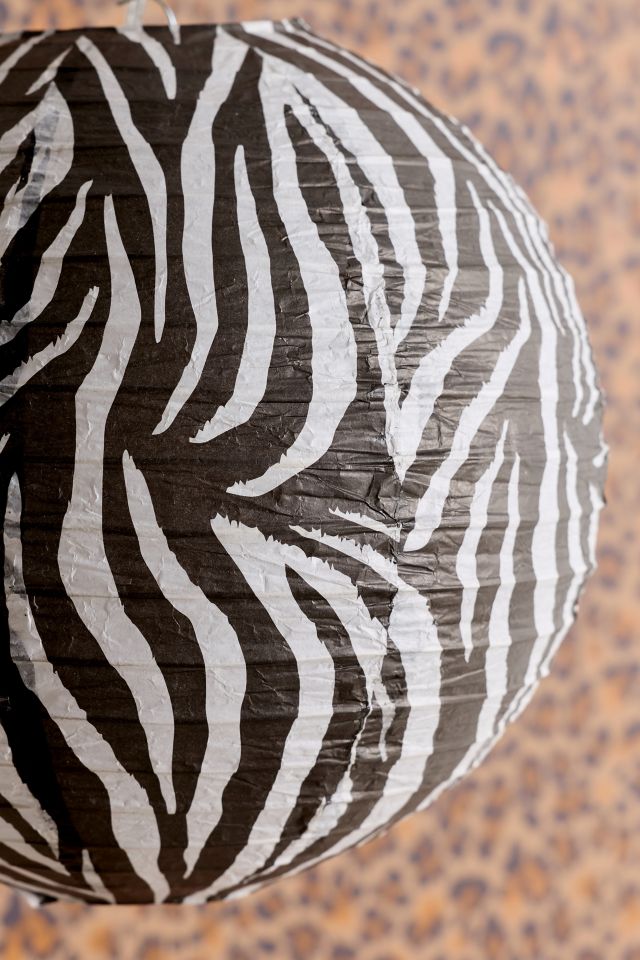 Zebra Printed Round Paper Lantern Pendant Shade #2