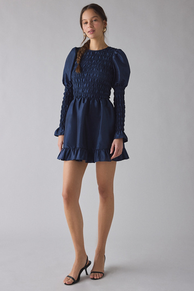 Daisy Street Thorn Puff Long Sleeve Ruched Ruffle Mini Dress