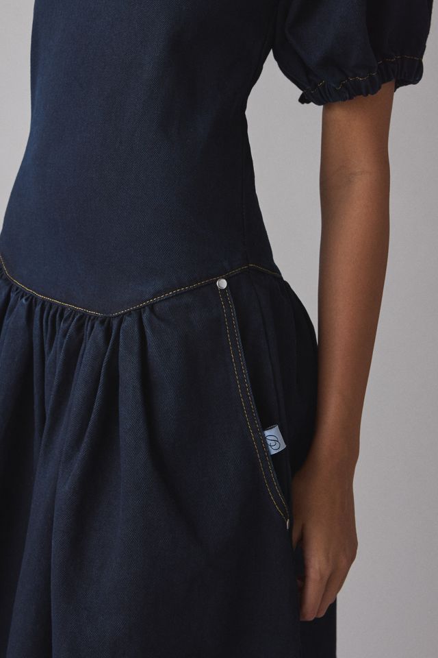 Daisy Street Annie Drop Waist Bow-Back Denim Maxi Dress | Urban