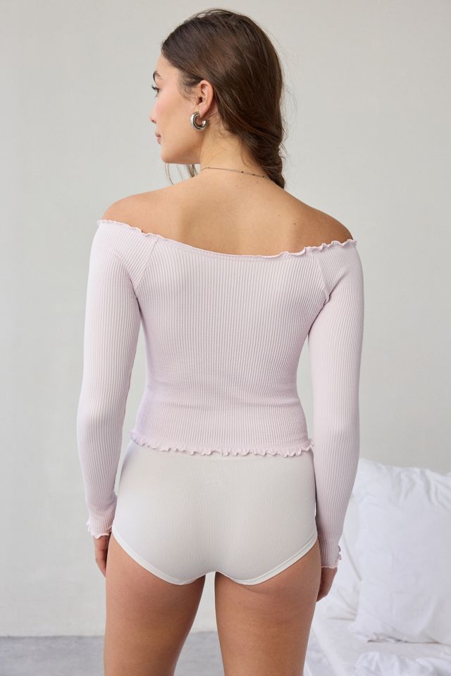 Out From Under Lilly Lettuce Edge Seamless Knit Long Sleeve Boatneck Top #2