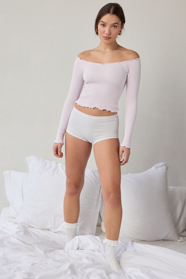 Out From Under Lilly Lettuce Edge Seamless Knit Long Sleeve Boatneck Top #3