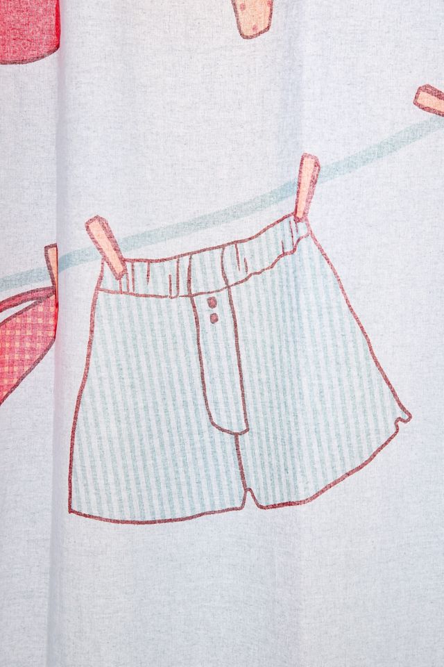 Rideau de douche à motif de corde à linge #1