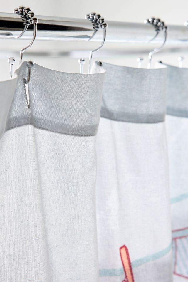 Rideau de douche à motif de corde à linge #2