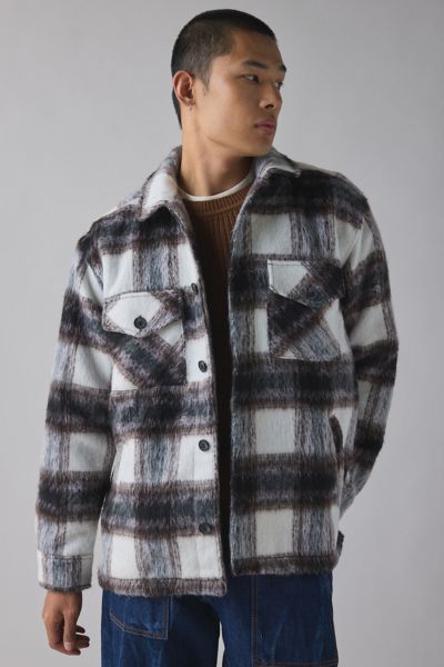Bdg Shaggy Shirt Jacket Top In Light Ground Plaid, Men's At Urban Outfitters In Multi
