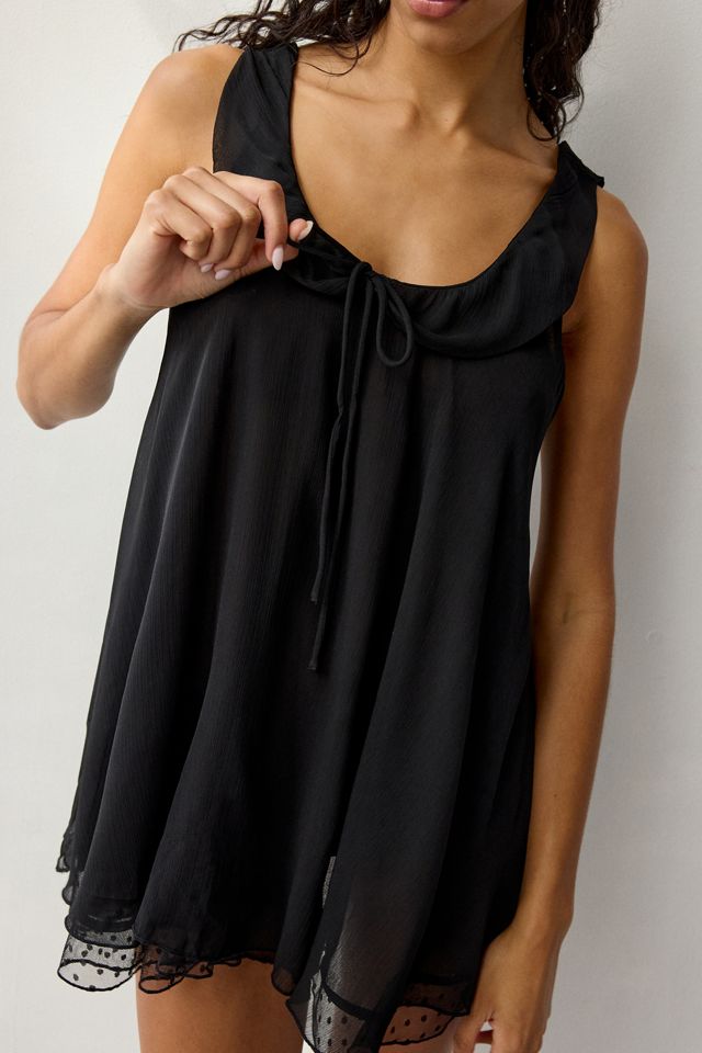 Out From Under Laurel Swiss Dot Mesh Trim Chiffon Slip #1