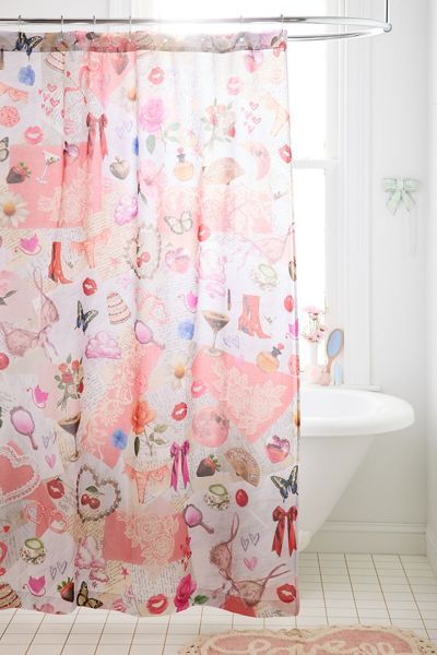 Sabrina Collage Patterned Shower Curtain