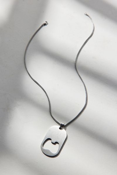 Urban Outfitters Bottle Opener Pendant Waterproof Necklace In Silver, Men's At  In Metallic