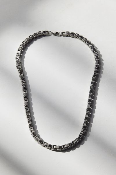 Urban Outfitters Stainless Steel Box Link Chain Necklace In Silver, Men's At  In Silver