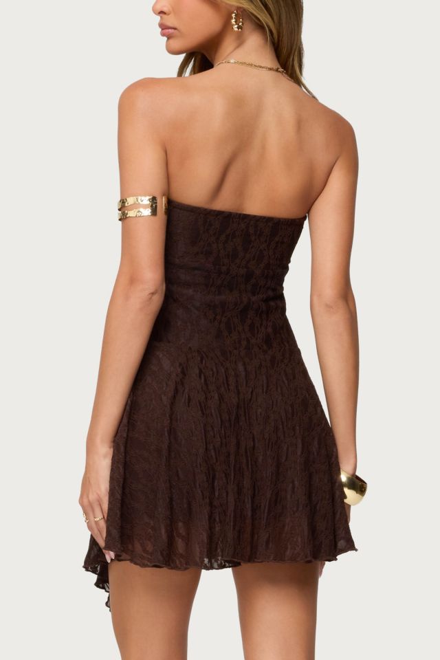 Edikted Elaia Asymmetric Strapless Lace Mini Dress #2