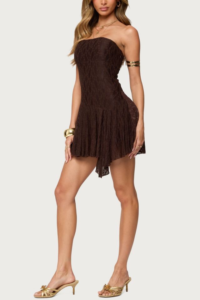 Edikted Elaia Asymmetric Strapless Lace Mini Dress #3