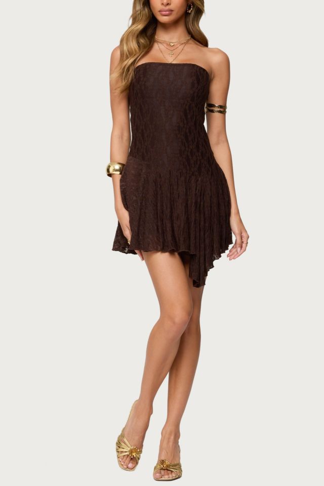 Edikted Elaia Asymmetric Strapless Lace Mini Dress #4