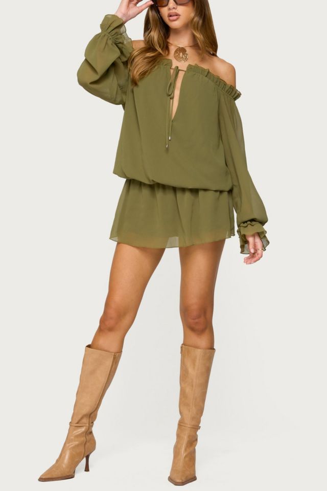 Edikted Delphine Off Shoulder Chiffon Romper #1