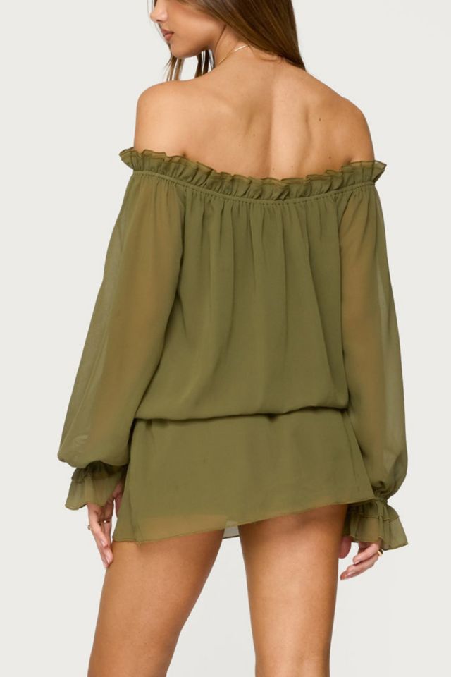 Edikted Delphine Off Shoulder Chiffon Romper #4