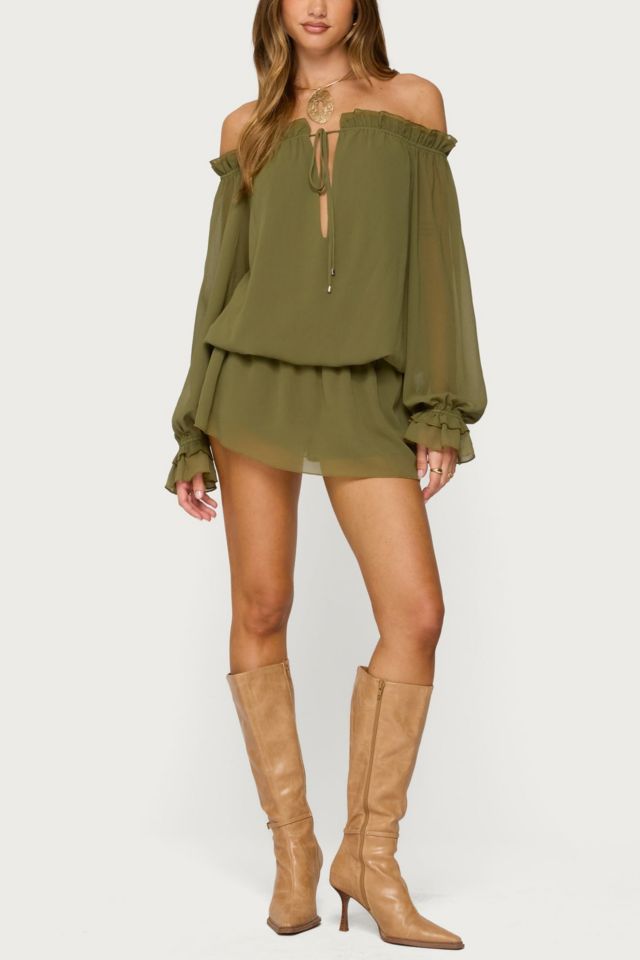 Edikted Delphine Off Shoulder Chiffon Romper #3