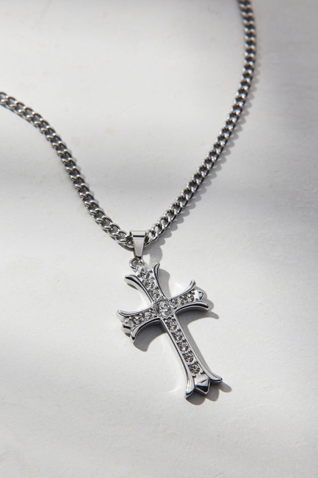 Collier Imperméable avec Pendentif Croix Pavé de Strass #1